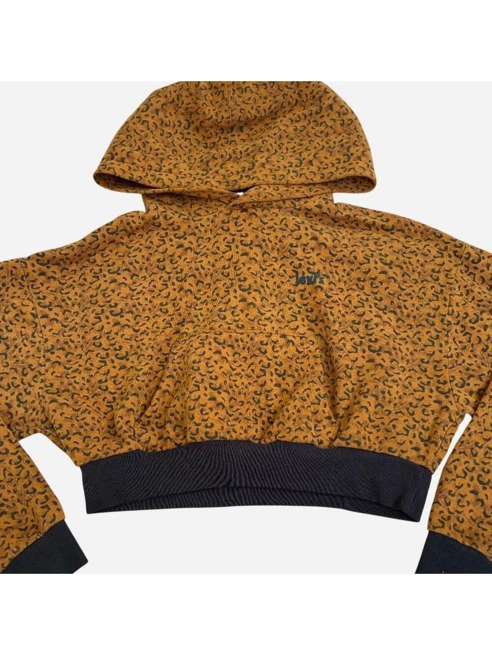 Levi’s Y2K Cheetah Print Cropped Hoodie Brown Leopard Print Zip Hoodie Small